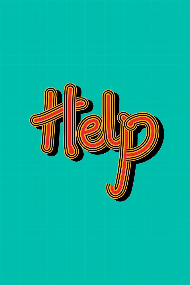 Help red and green vector word illustration