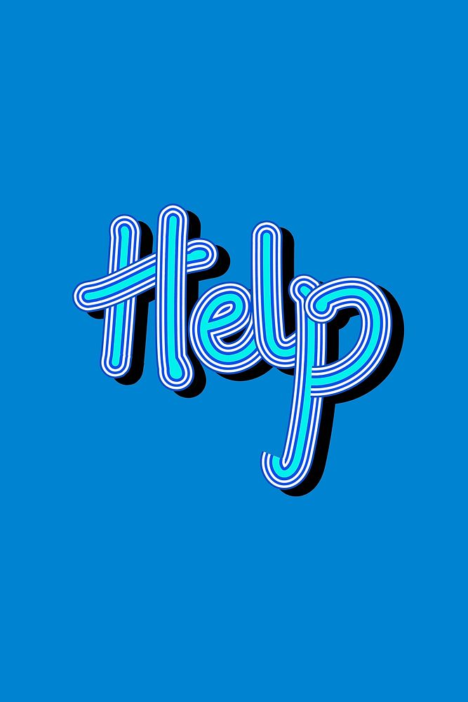 Vintage blue shades Help vector cursive font