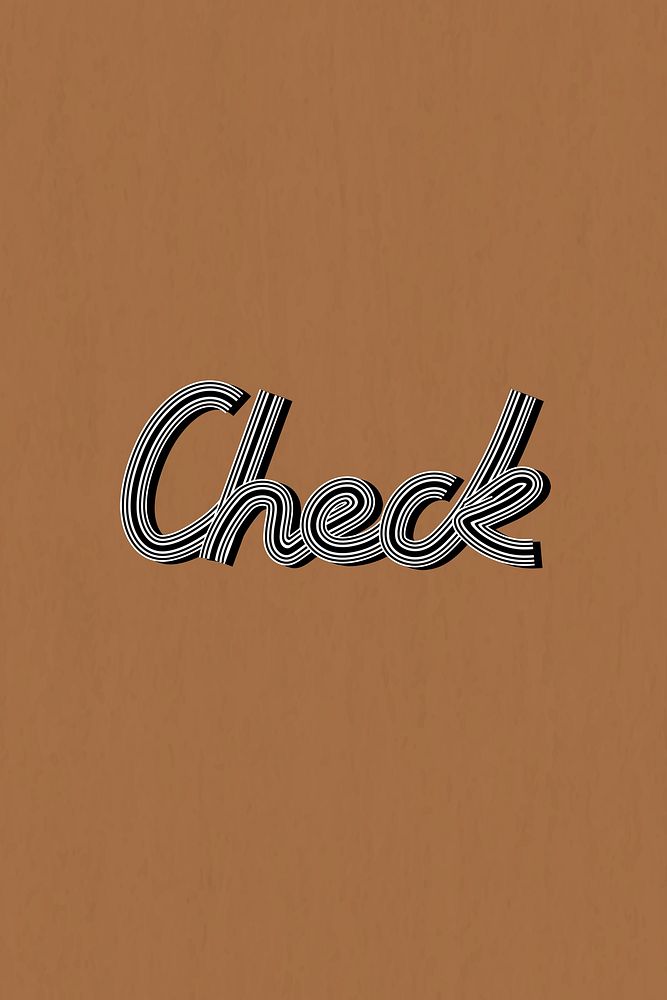 Retro check text psd health word multi line font typography