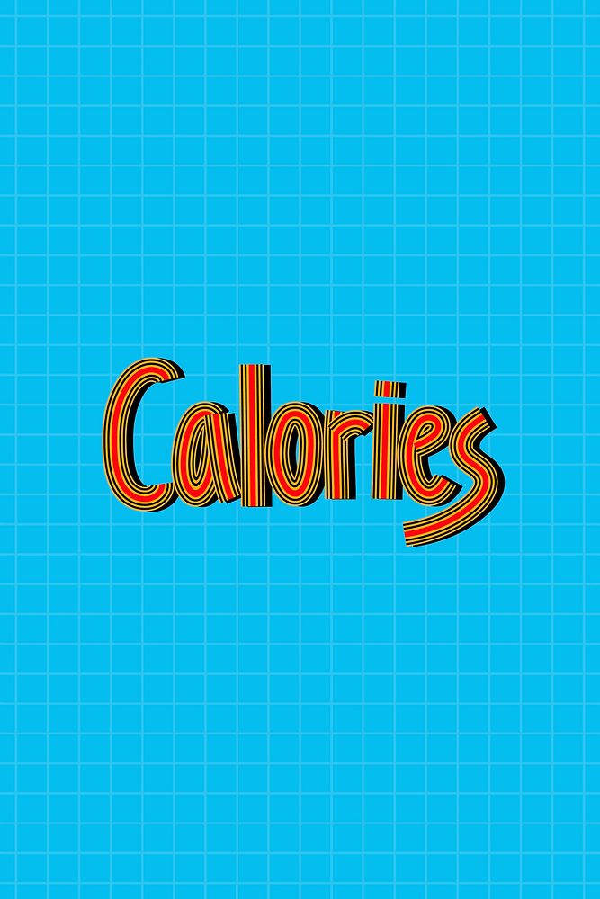 Calories text lettering retro style line font calligraphy