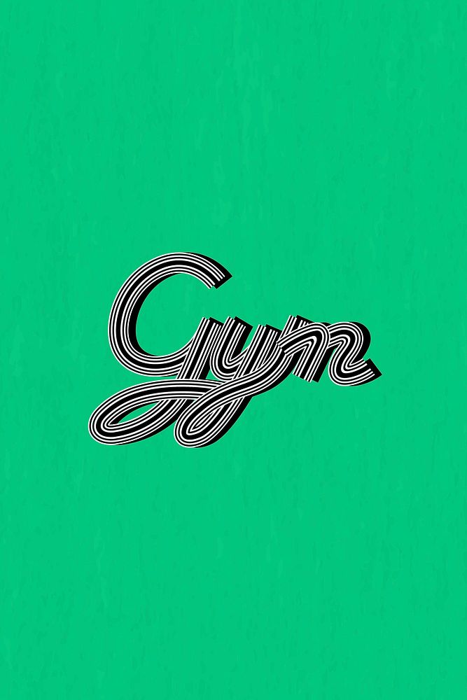 Retro vector gym health word multi line font typography