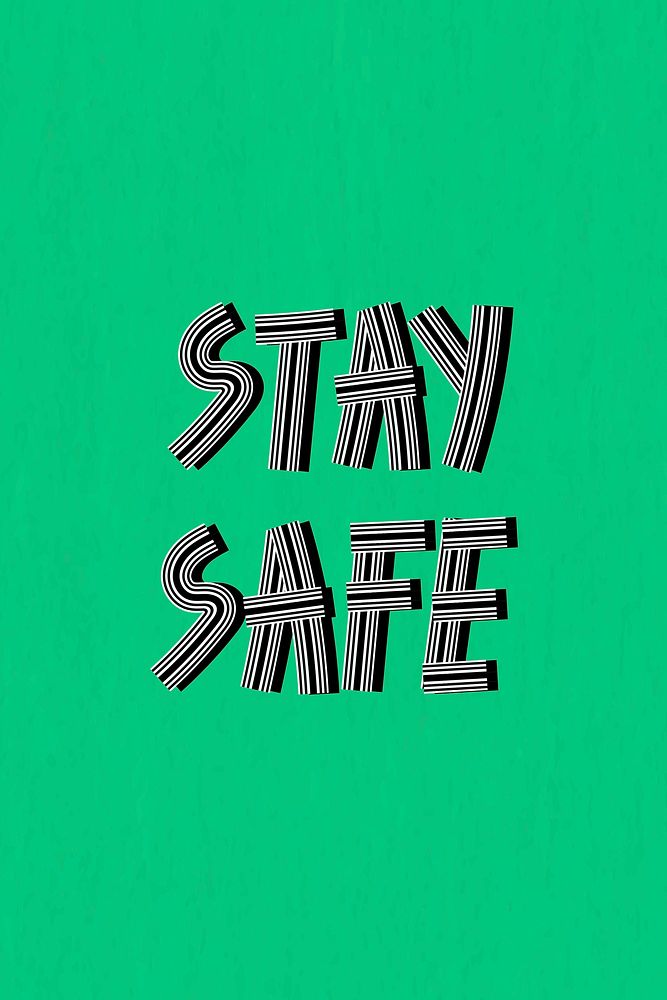 Hand drawn stay safe psd lettering concentric font typography retro