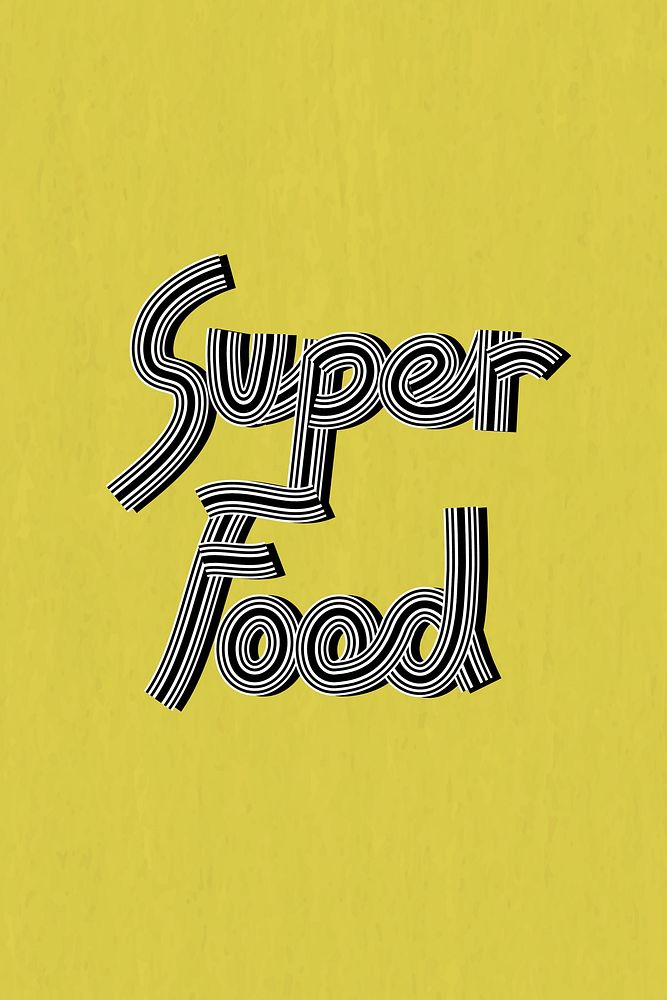 Vector super food word hand drawn concentric font calligraphy