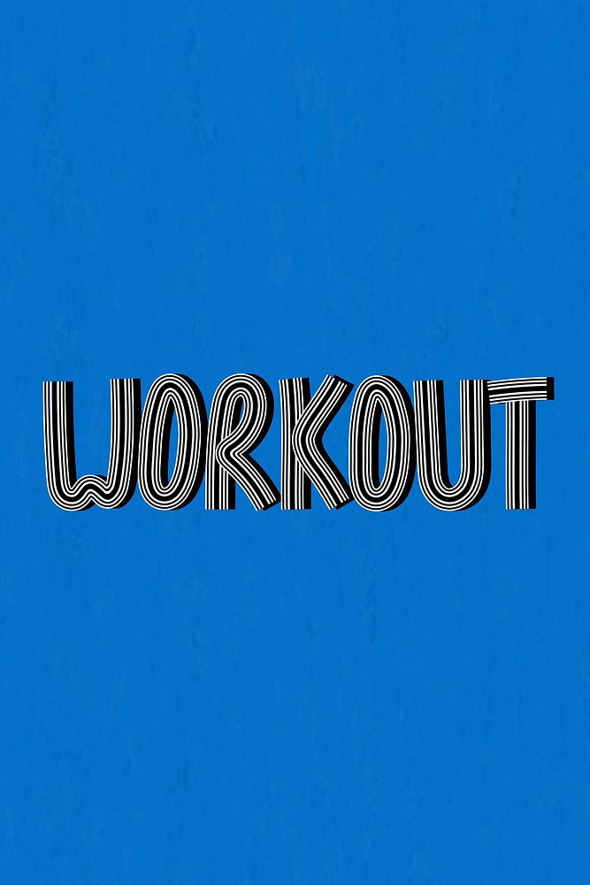 Health word workout line font retro typography handwritten