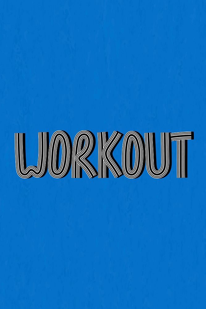 Vector workout word hand drawn concentric font typography
