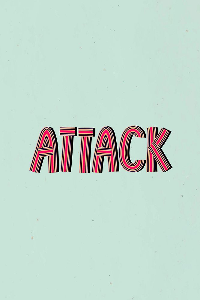 Vector attack word hand drawn concentric font typography