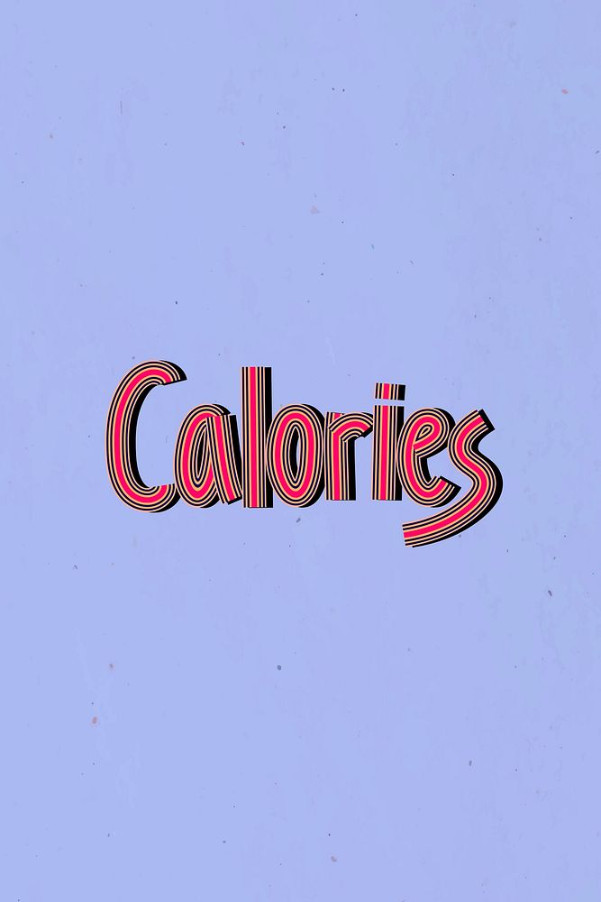 Retro calories psd health word multi line font typography