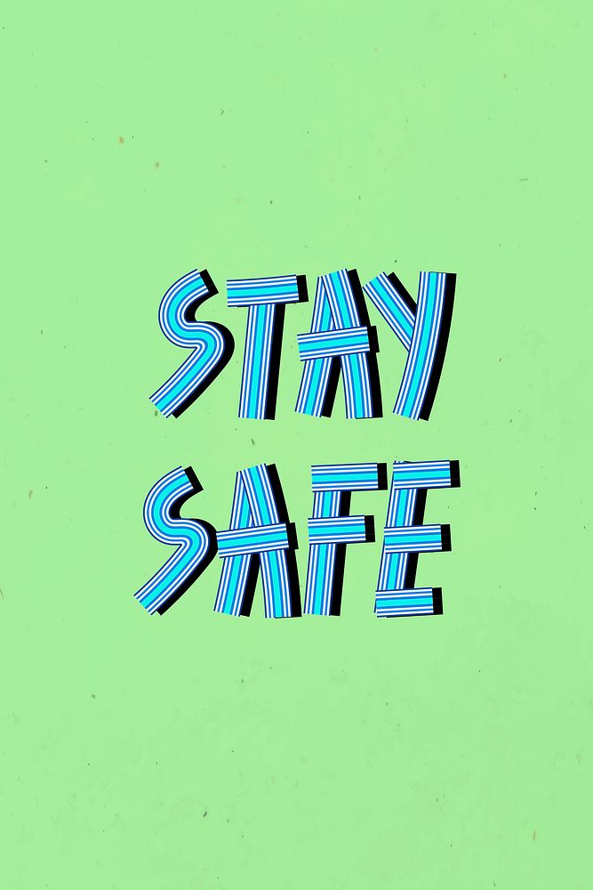 Retro  psd stay safe word concentric font typography