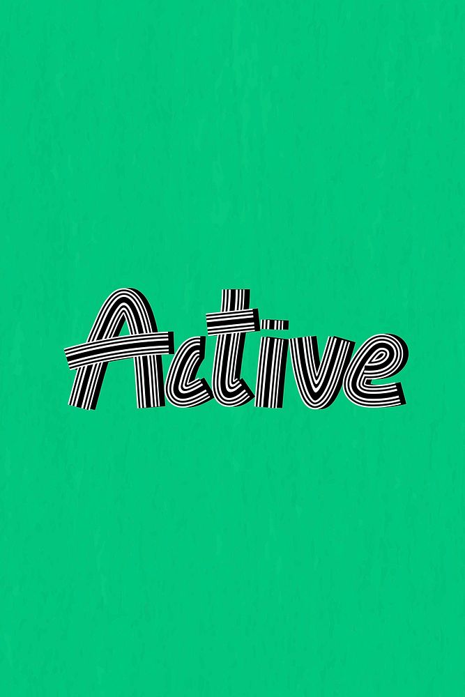Hand drawn active vector word concentric font typography retro