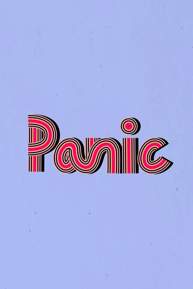 Retro doodling psd panic word concentric font typography