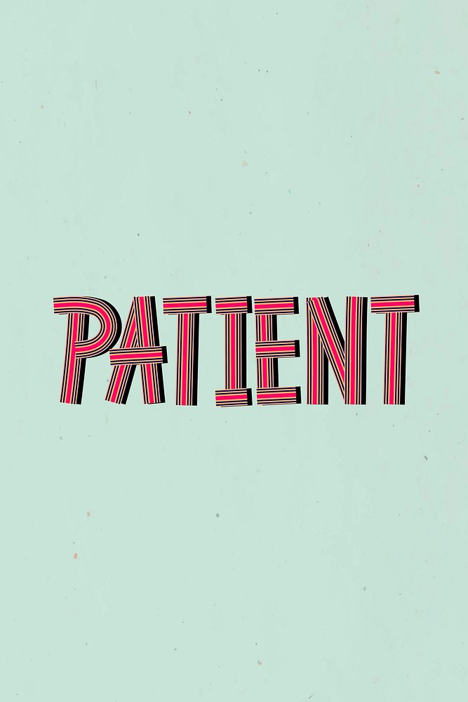 Patient text vector lettering retro style line font calligraphy