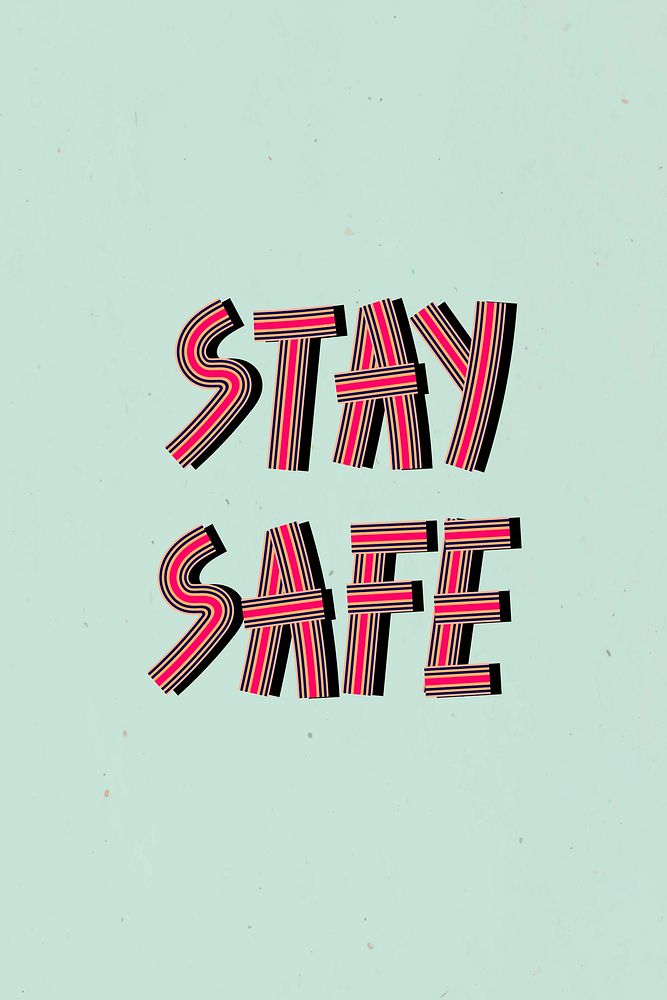 Retro stay safe text vector lettering concentric font typography