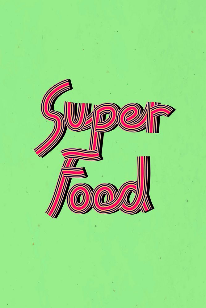 Retro super food word vector lettering line font typography