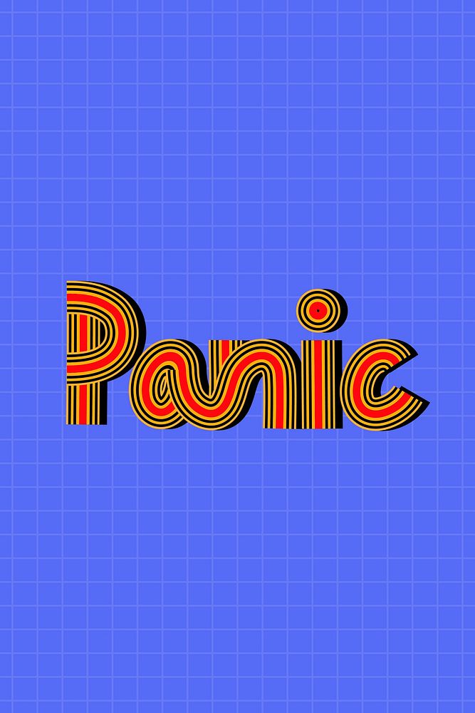 Retro panic word vector lettering line font typography
