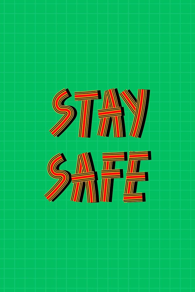 Stay safe text psd hand drawn concentric font typography