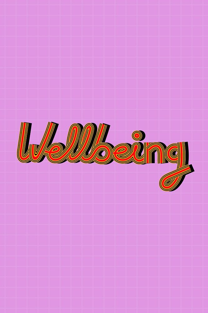 Health word wellbeing line font retro typography handwritten