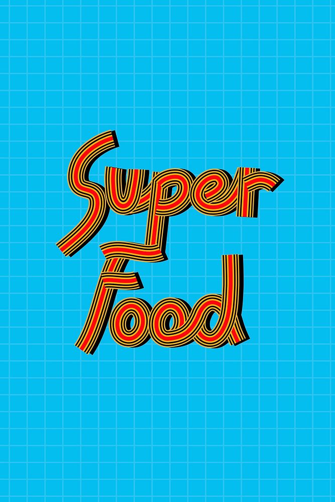 Retro super food psd line font typography hand drawn