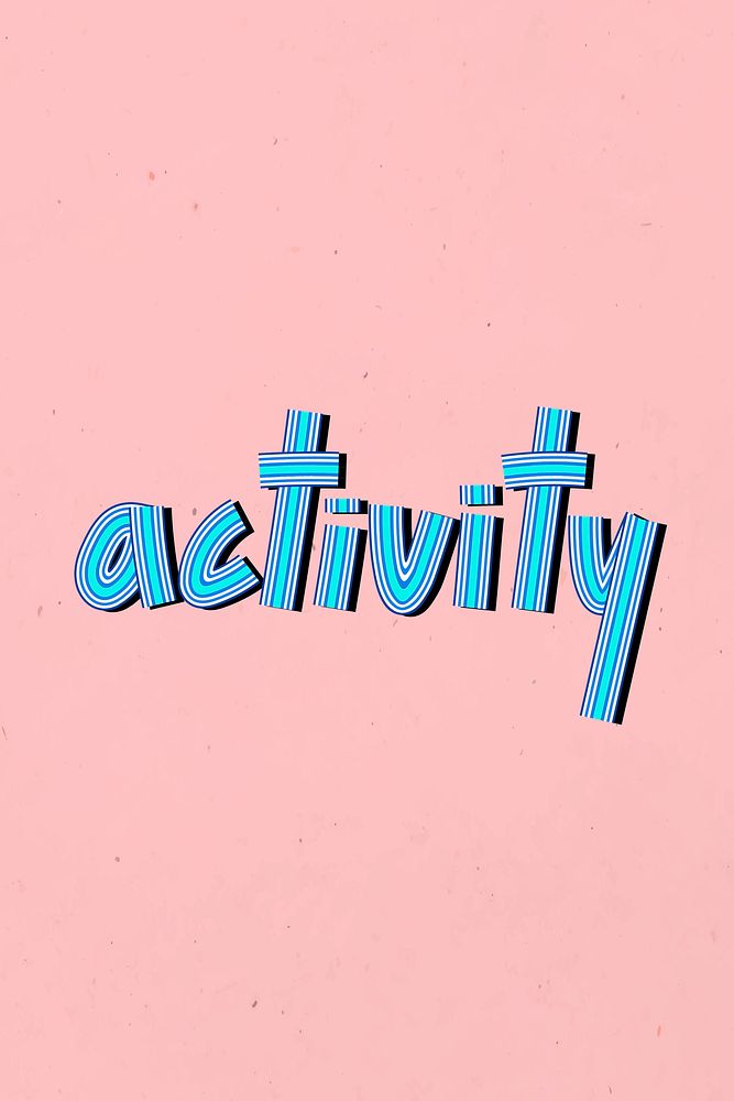 Activity word psd lettering retro style line font calligraphy