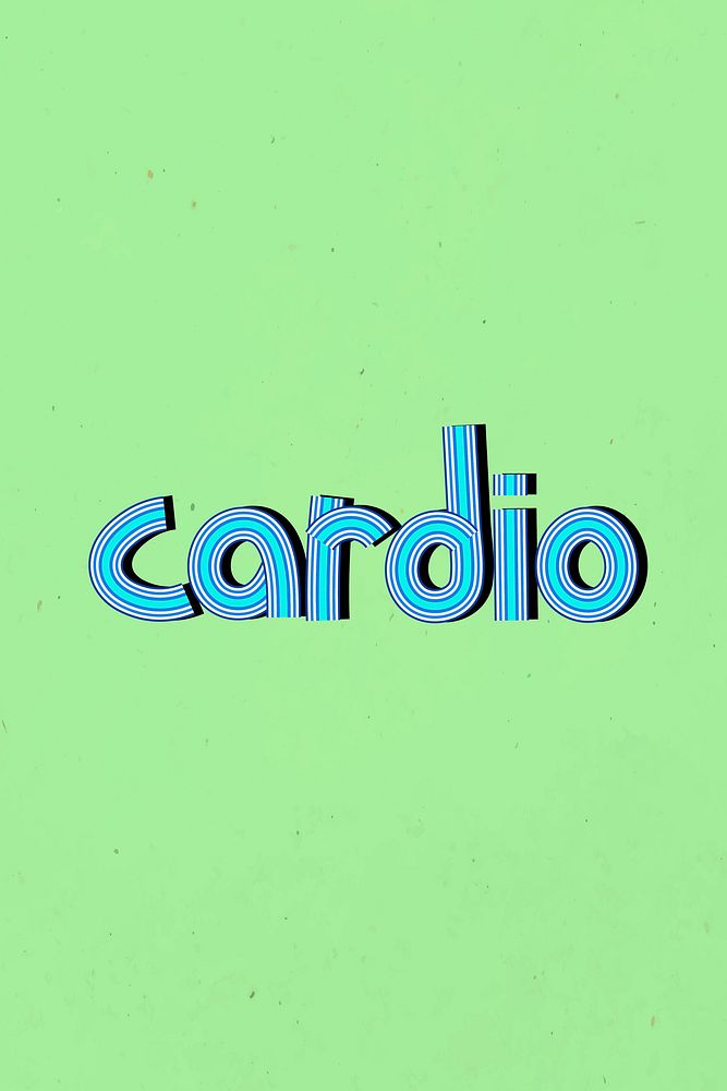 Health word cardio line font retro typography handwritten