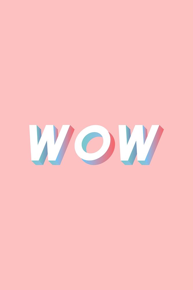 Wow lettering vector typography gradient isometric font