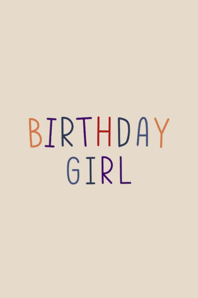 Birthday girl multicolored word illustration