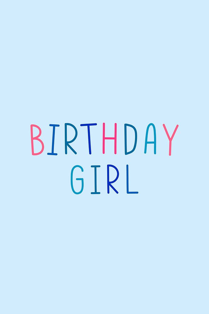 Birthday girl colorful word illustration