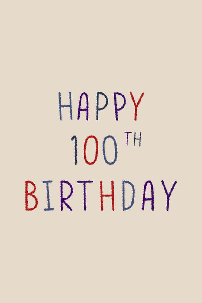 Happy 100th birthday colorful typography