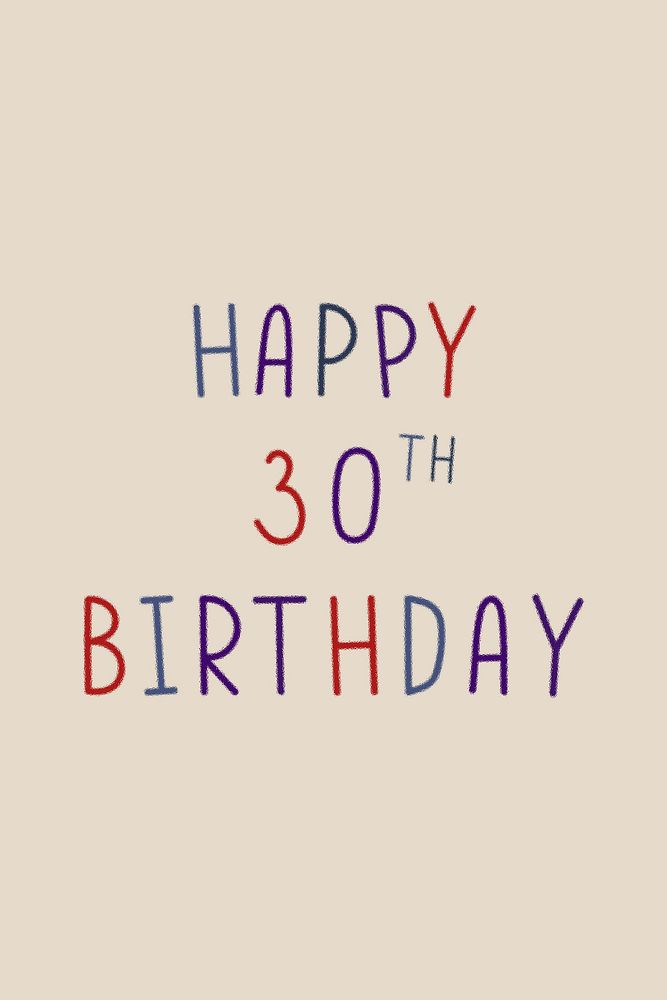 Happy 30th birthday colorful typography