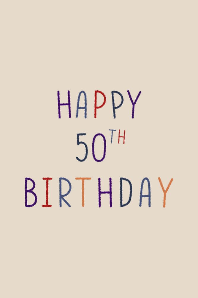Happy 50th birthday colorful typography