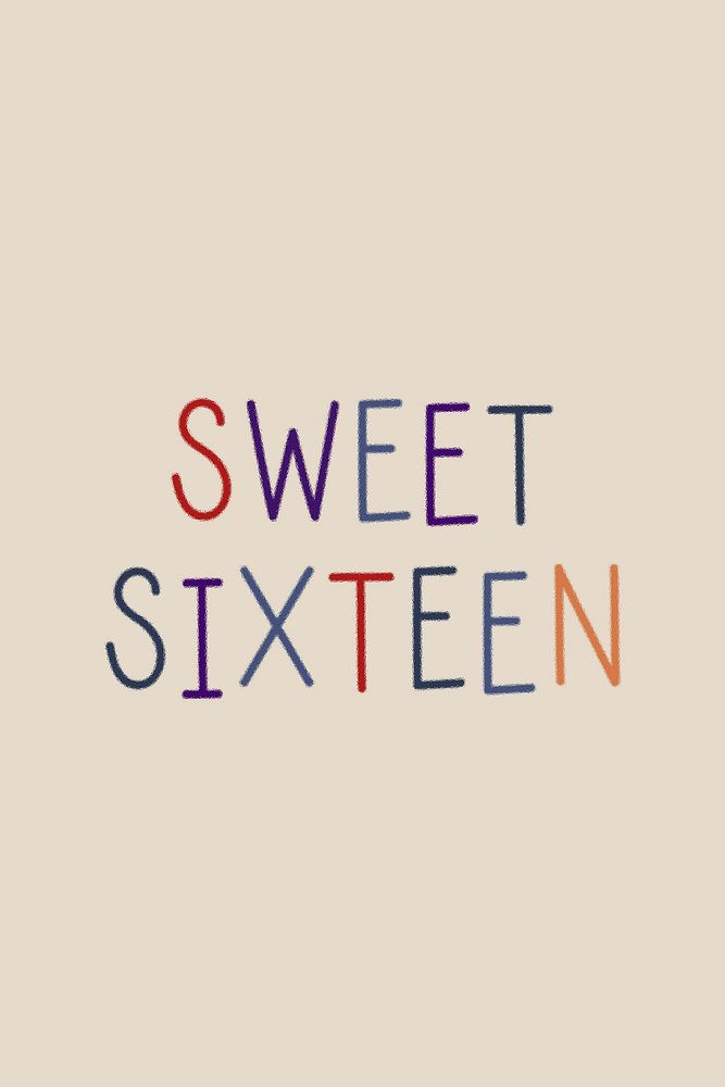Sweet sixteen colorful word illustration 