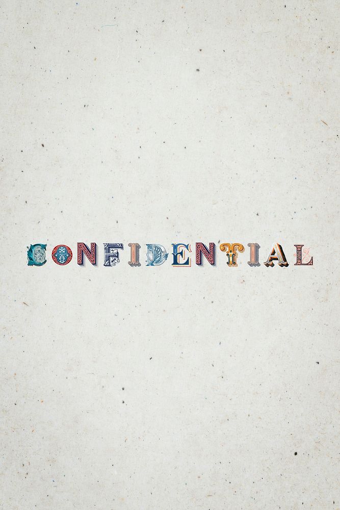 Confidential word antique victorian font typography