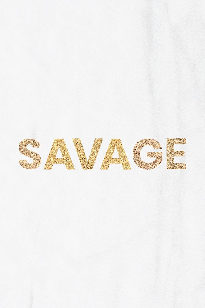 Glittery savage typography on a white marble social template background