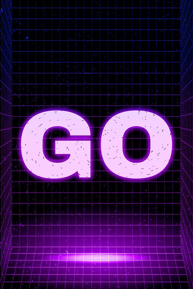 Space go neon grid word typography
