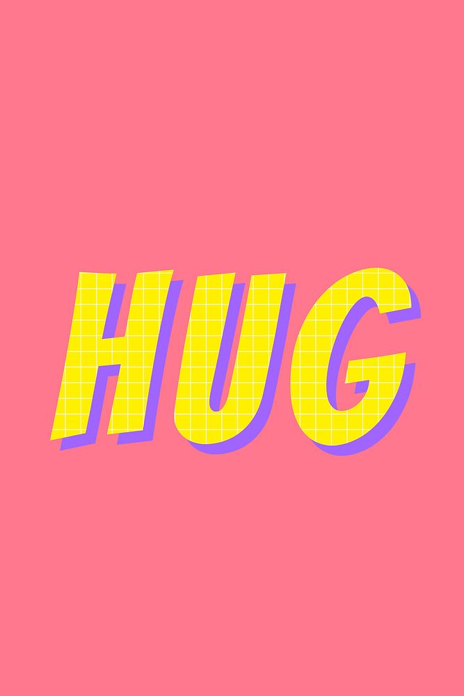 Hug colorful funky typography vector