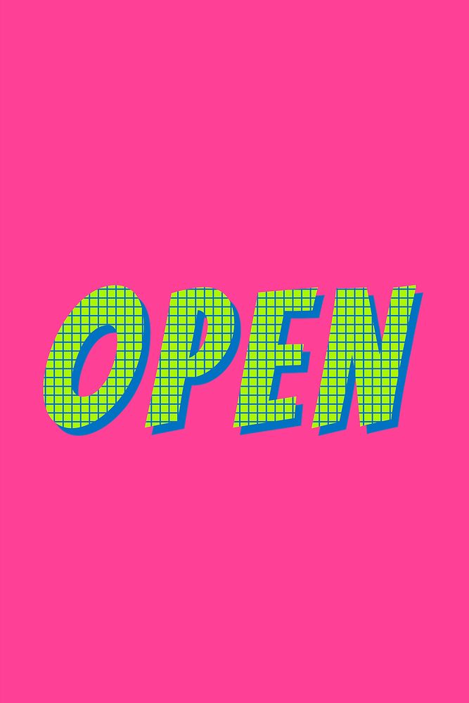 Open colorful funky typography vector