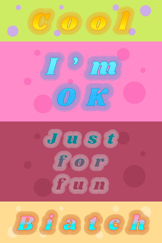 For fun funky psd typography set