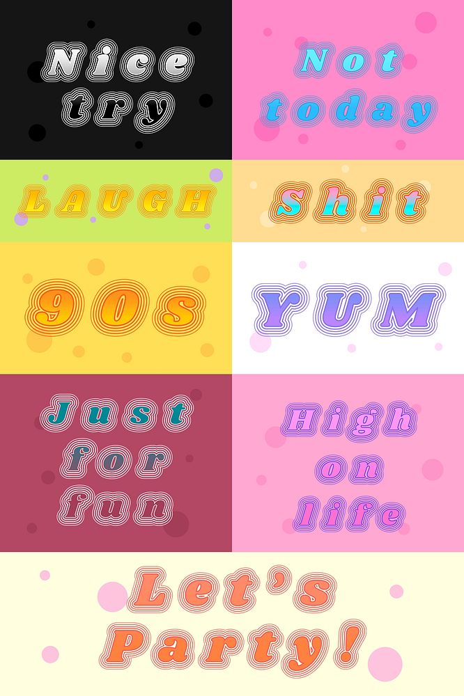 Colorful try again psd typography set