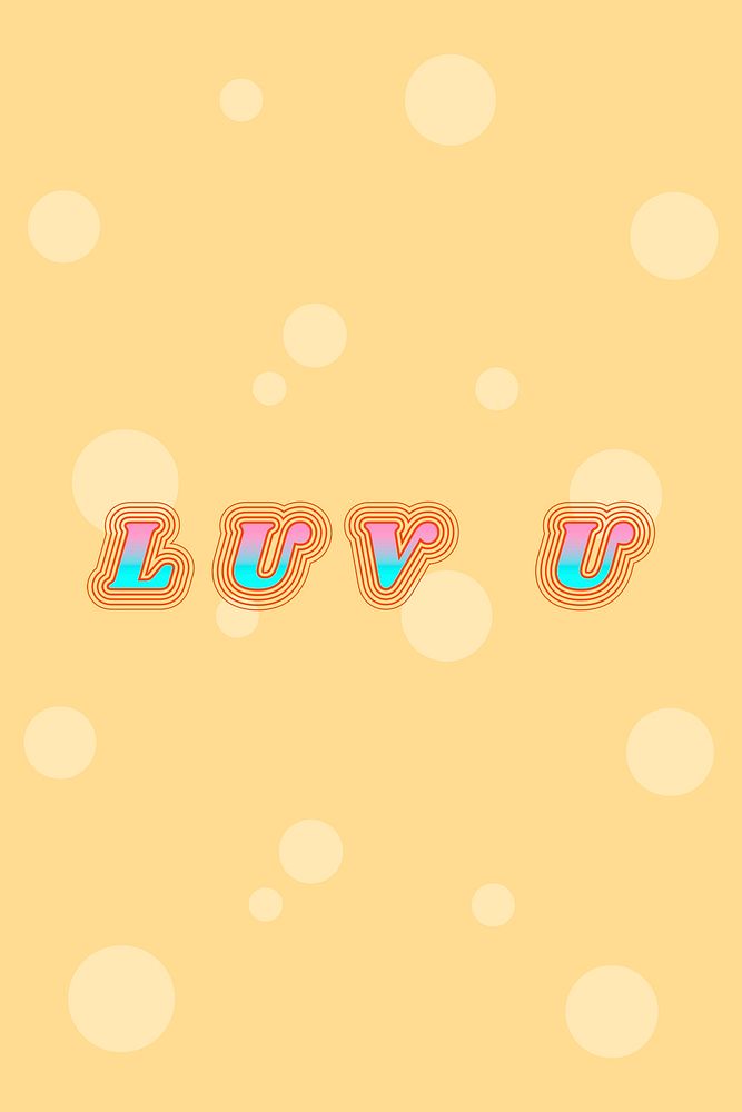 Colorful luv u funky psd typography