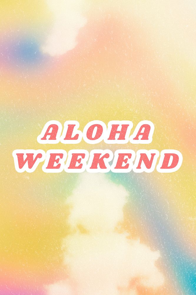 Yellow Aloha Weekend aesthetic pastel typography illustration