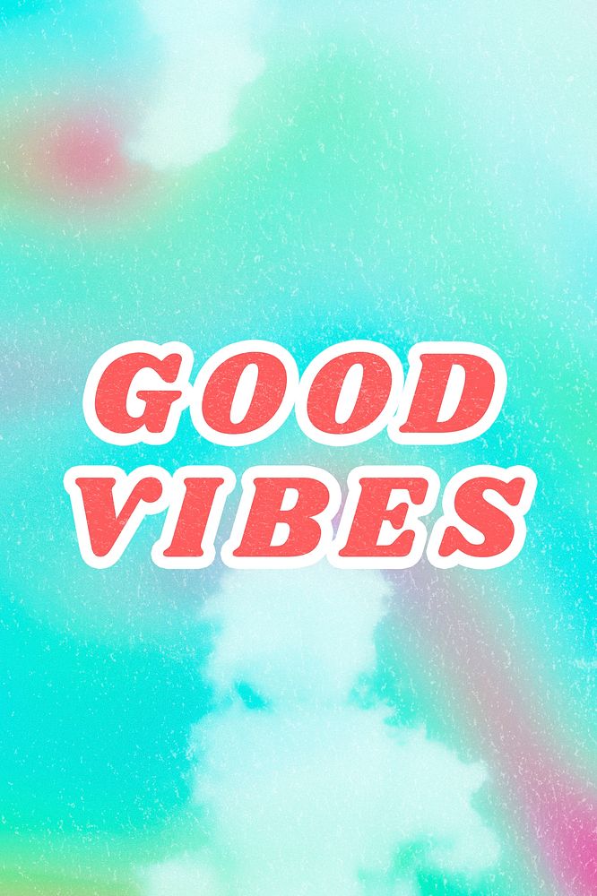 Retro Good Vibes bright blue trendy quote aesthetic