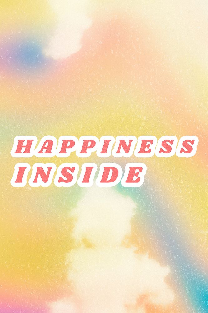 Yellow Happiness Inside aesthetic pastel typography illustration
