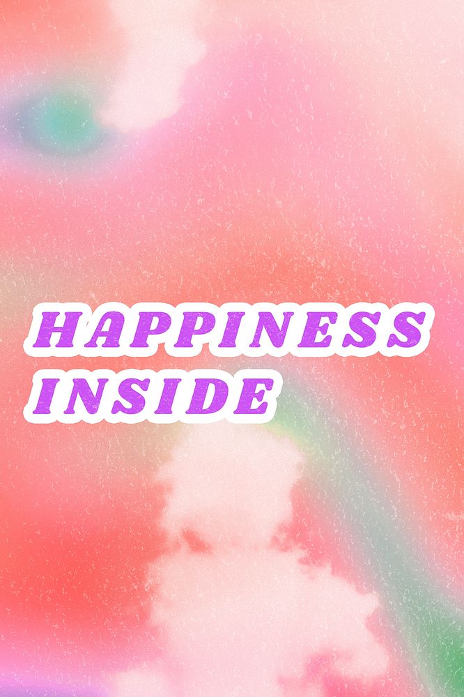 Happiness Inside abstract pink word typography aesthetic