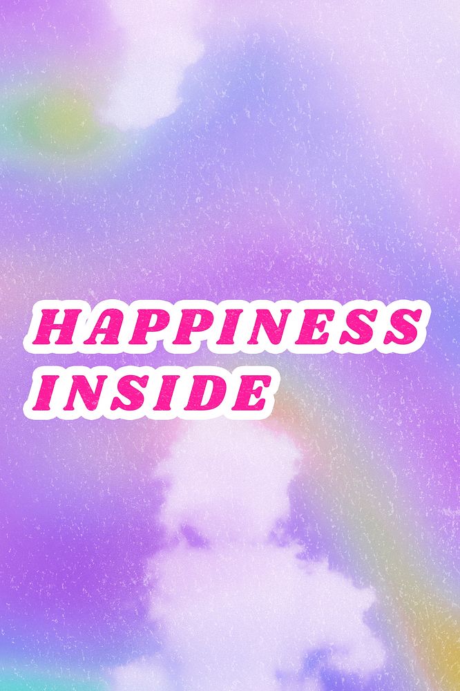 Purple Happiness Inside aesthetic pastel typography illustration