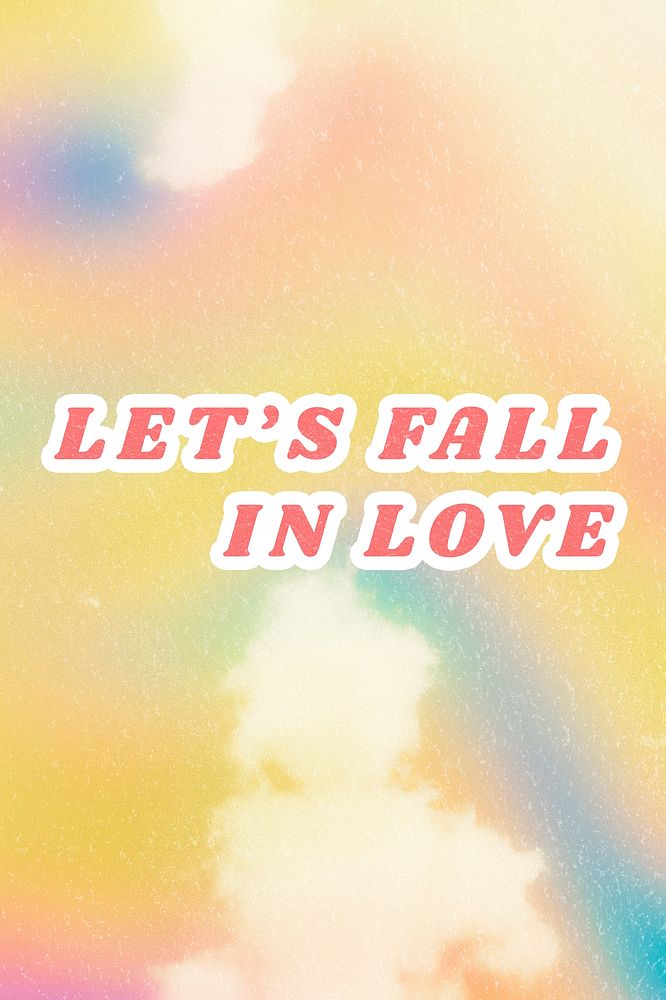 Yellow Let's Fall in Love retro trendy quote aesthetic