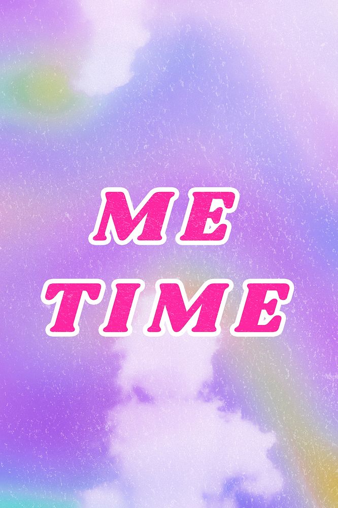 Purple Me Time aesthetic pastel typography illustration