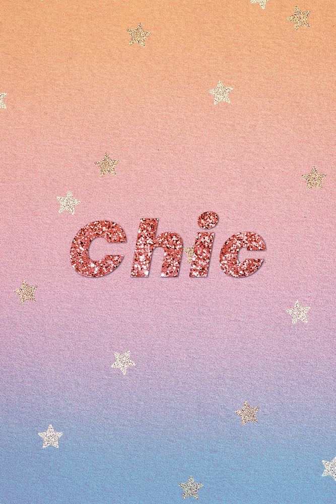 Glittery chic word typography font