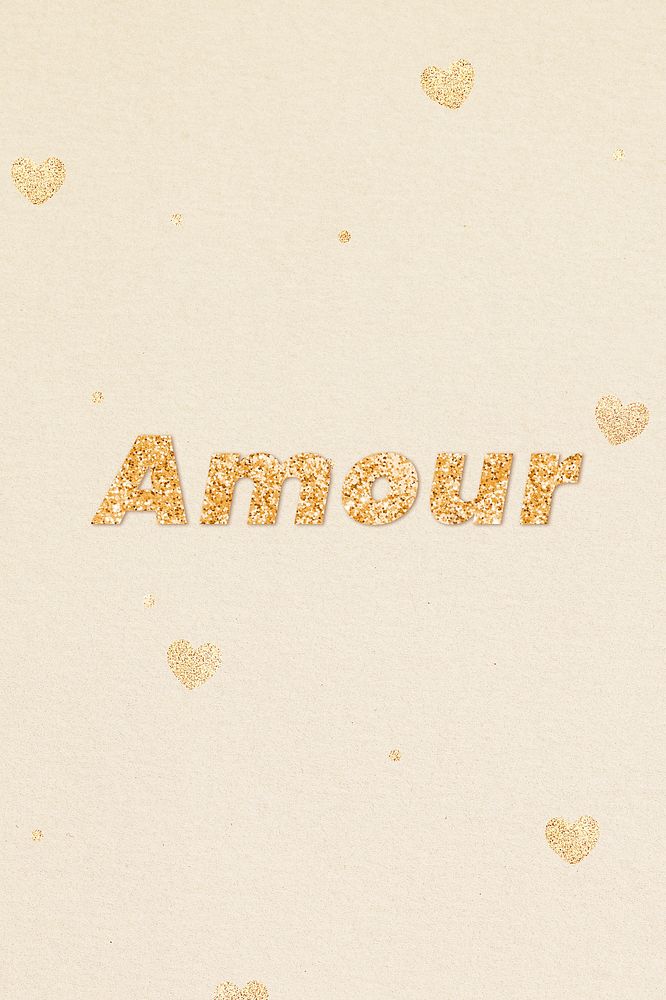 Amour gold glitter text effect