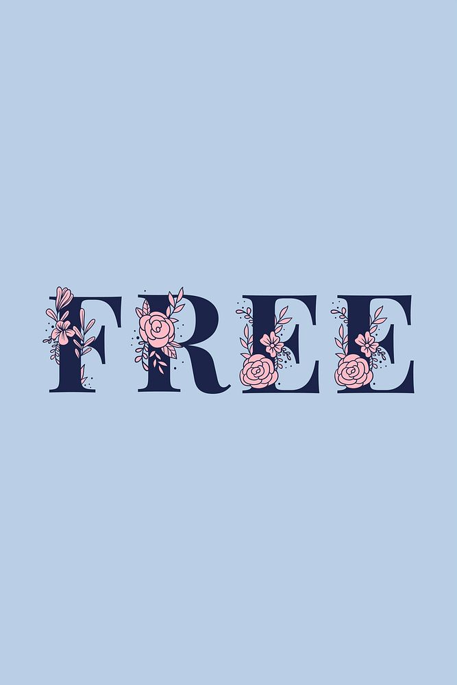 Floral vector typography Free text feminine font