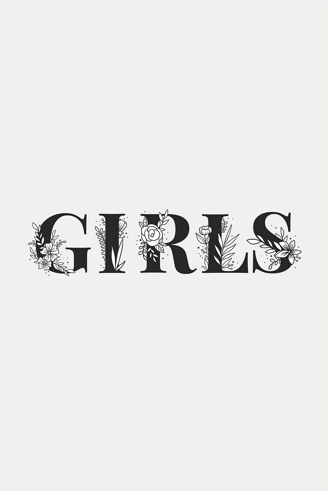 Botanical text Girls feminine vector feminine style typography
