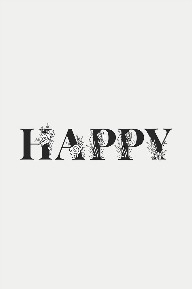 Happy word typography vector font lettering